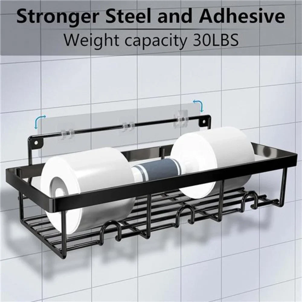4 Pack Shower Caddy Organizer, Stainless Steel Shower Shelf with Hooks, Adhesive